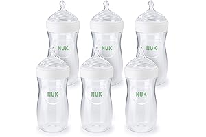 NUK Simply Natural Baby Bottles with SafeTemp for Breast-Like Feeding Experience (9oz, 6 Pack)