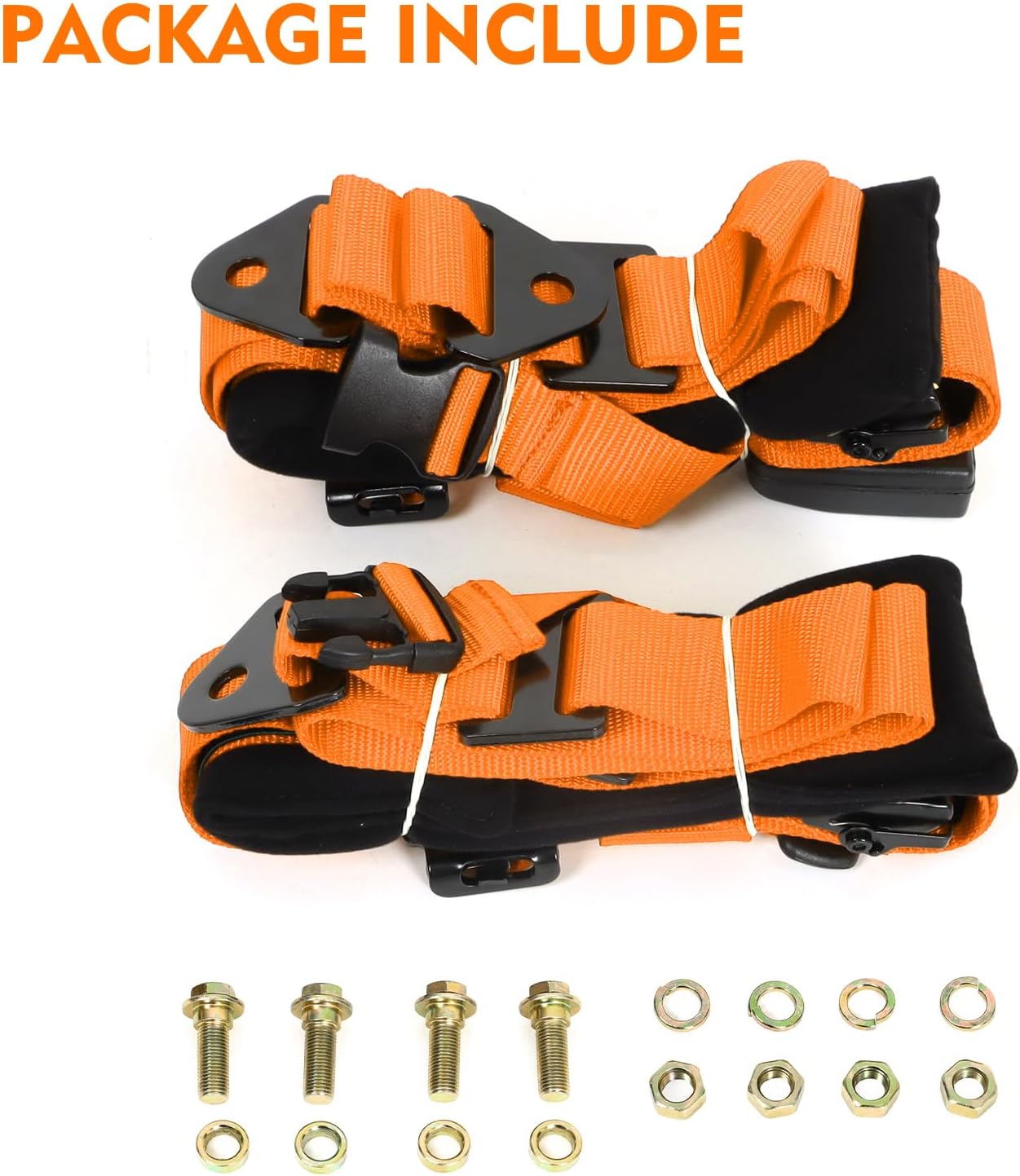 DING.PAI 2 PCS 4-Point Bucket Racing Harness with Push Button Release, 3-Inch Wide Adjustable Straps, Fit for Racing, ATV, UTV, Off-Road (Orange)