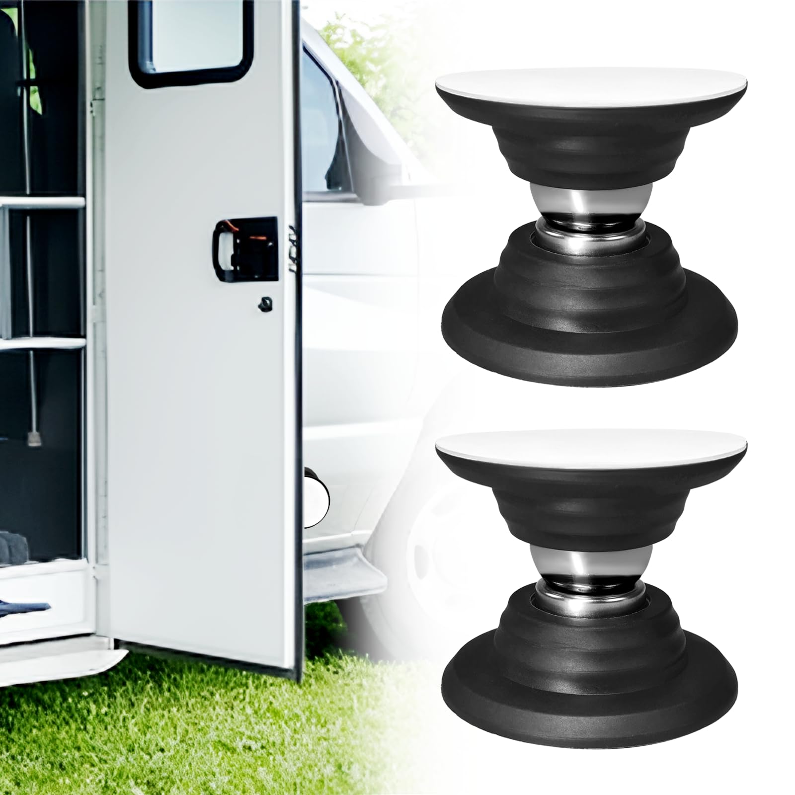 HealthSTEC 2 Pcs RV Magnetic Door Catch RV Door Holder Baggage Door Catch to Keep Door Open RV Must Have Accessories for RV Camper Trailer Motor Home Boat Compartments Cargo (Black)