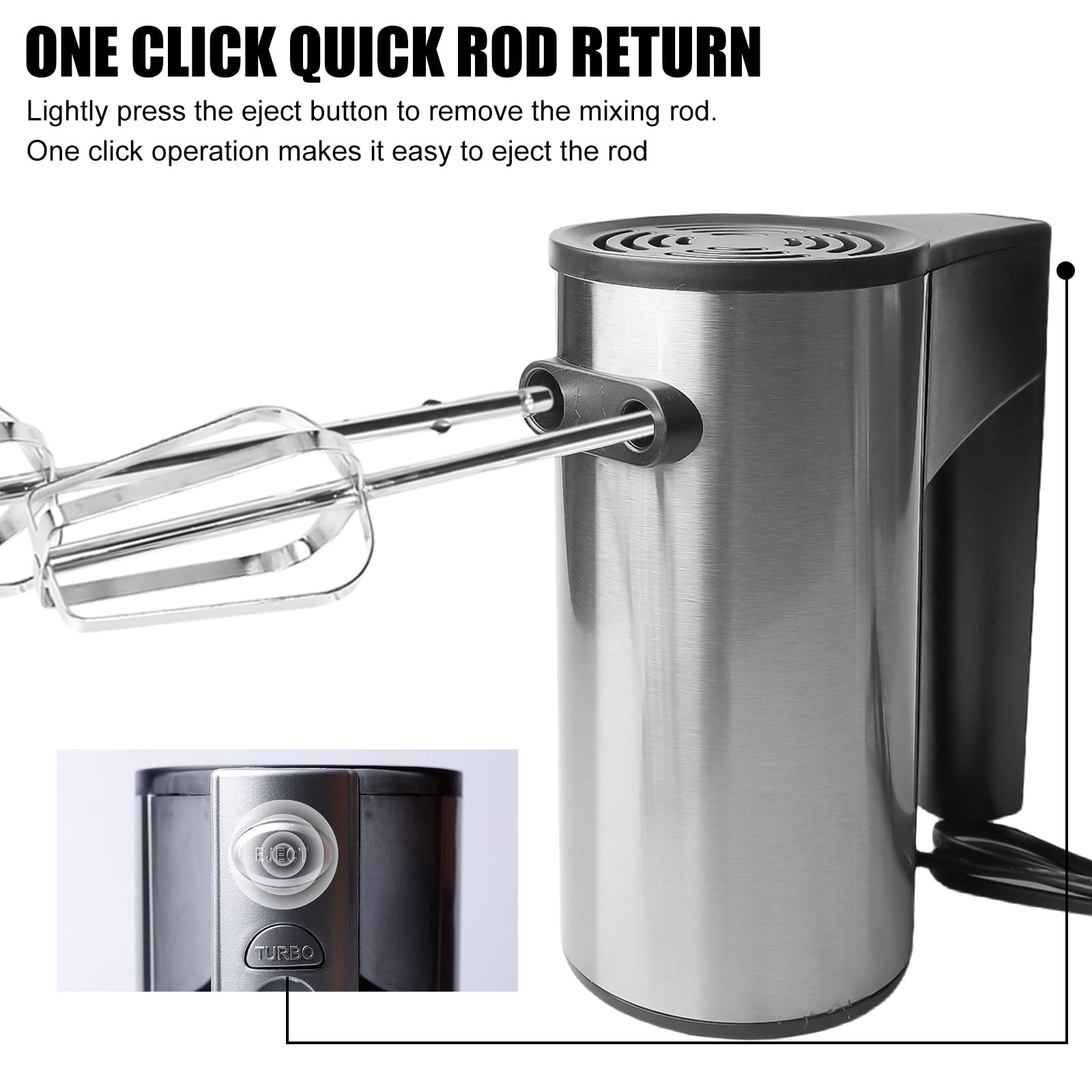 Produktbild von Arendo Elektrischer Handmixer - Handrührgerät Handrührer - 5 Geschwindigkeiten -inkl. 2