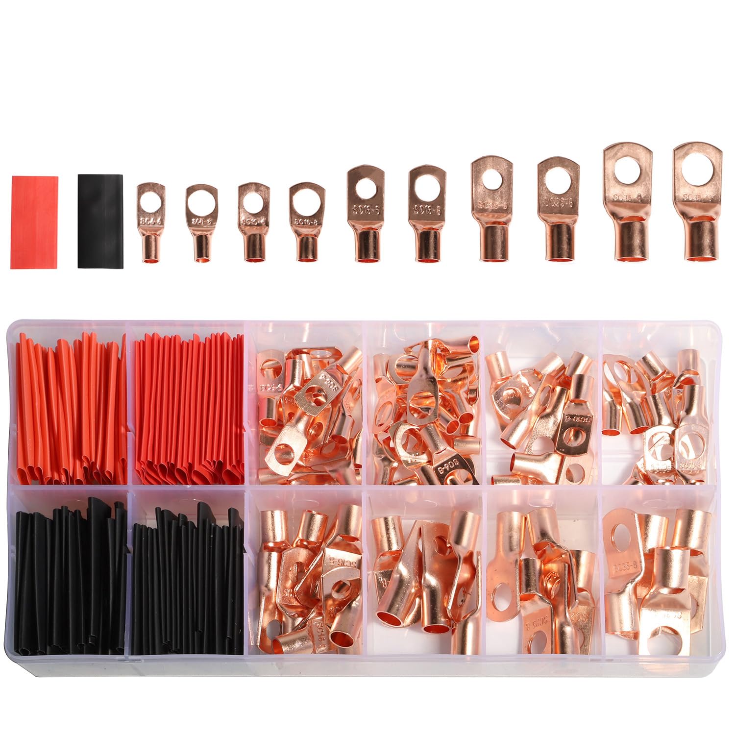 ktolplao Battery Cable Lug Crimping Kit Electrical Crimper Wire Lugs Copper Set Ends Ring Terminals Connectors Eyelets