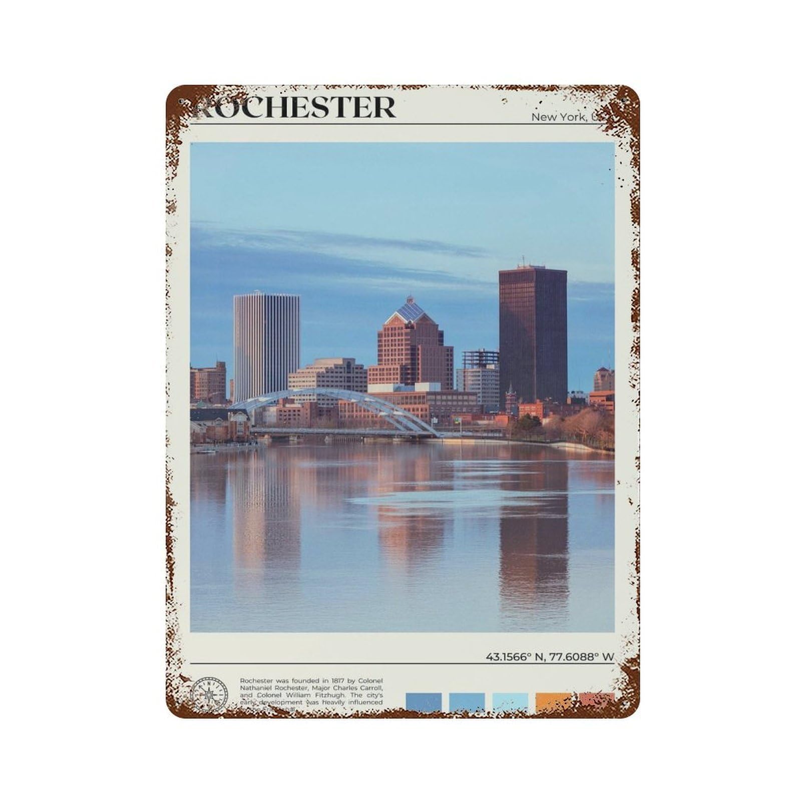 xiaoxiaoshen Real Photo Rochester Decor New York Wall Decor Art Metal Tin Poster Modern Home Decor Art Home Bar Shop Decorations Vintage Sign 40x30cm