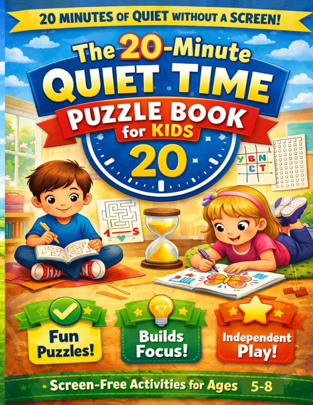 The 20-Minute Quiet Time Puzzle Book for Kids: 200+ Engaging Activities for Kids Ages 5-8