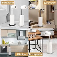 Vista 7 de Soporte de papel higiénico, almacenamiento de papel higiénico independiente para baño, soporte de papel higiénico de acero inoxidable con reserva