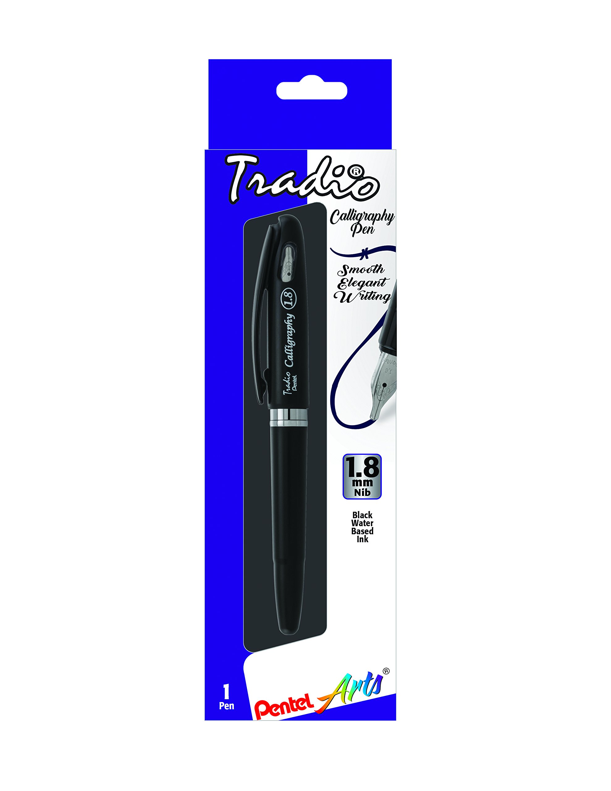 Pentel Arts Tradio Calligraphy Pen, Water-Based Ink, 1.8mm, Black Barrel - TRC118ABP