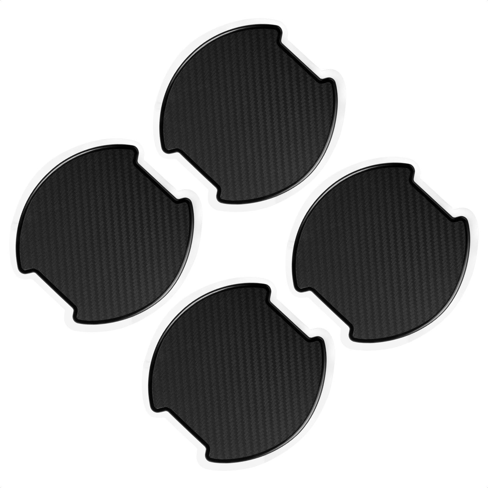 TANGSEN 4Pcs Universal 3D Carbon Fiber Texture Automotive Door Cup Handle Recess Paint Protector Cover Scratch Non-Marking Silicone Personalize Pad Sticker (Black,L)