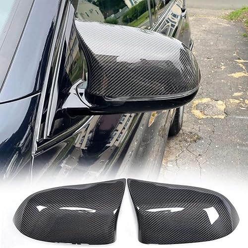 MCARCAR KIT Tapas de espejo de fibra de carbono para BMW X3 F25 X4 F26 X5 F15 X6 F16 2014-2018 Base de repuesto estilo CF retrovisor lateral