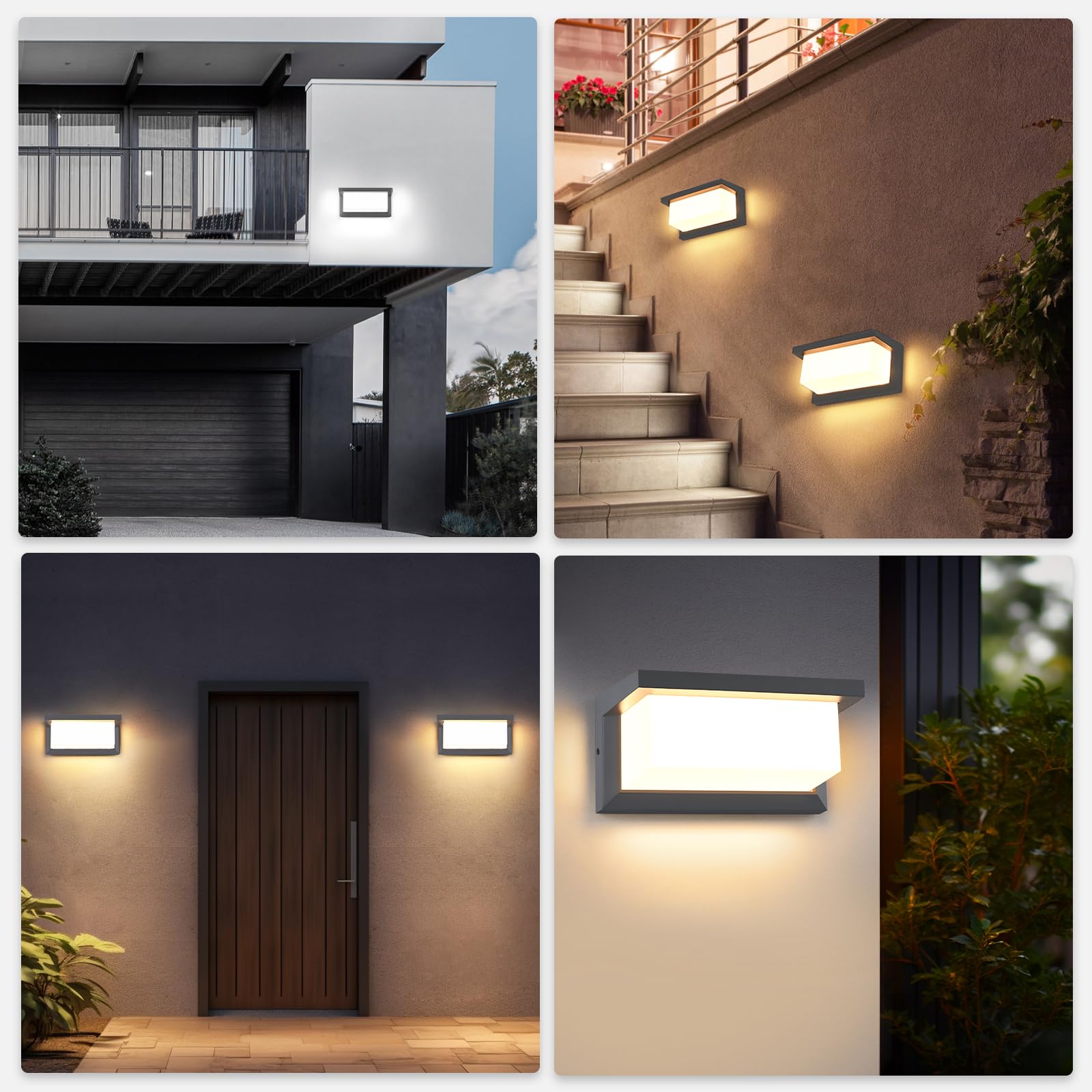 YindaLux Lampada da esterno con sensore di movimento, lampada da parete a LED da 18 W, con telecomando, IP65, impermeabile, moderna, per interni ed esterni, 3000-6500 K, dimmerabile, per giardino