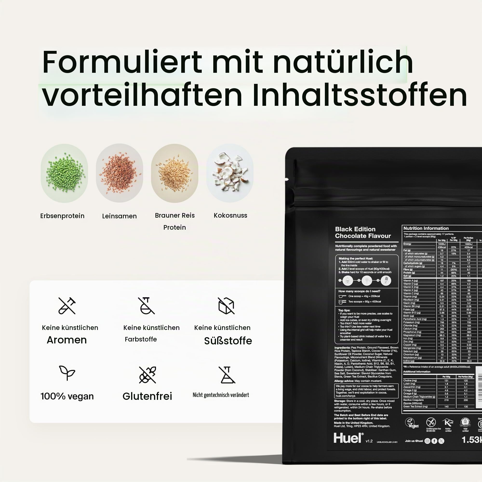 HUEL Black Edition Schokolade + Gratis Messlöffel