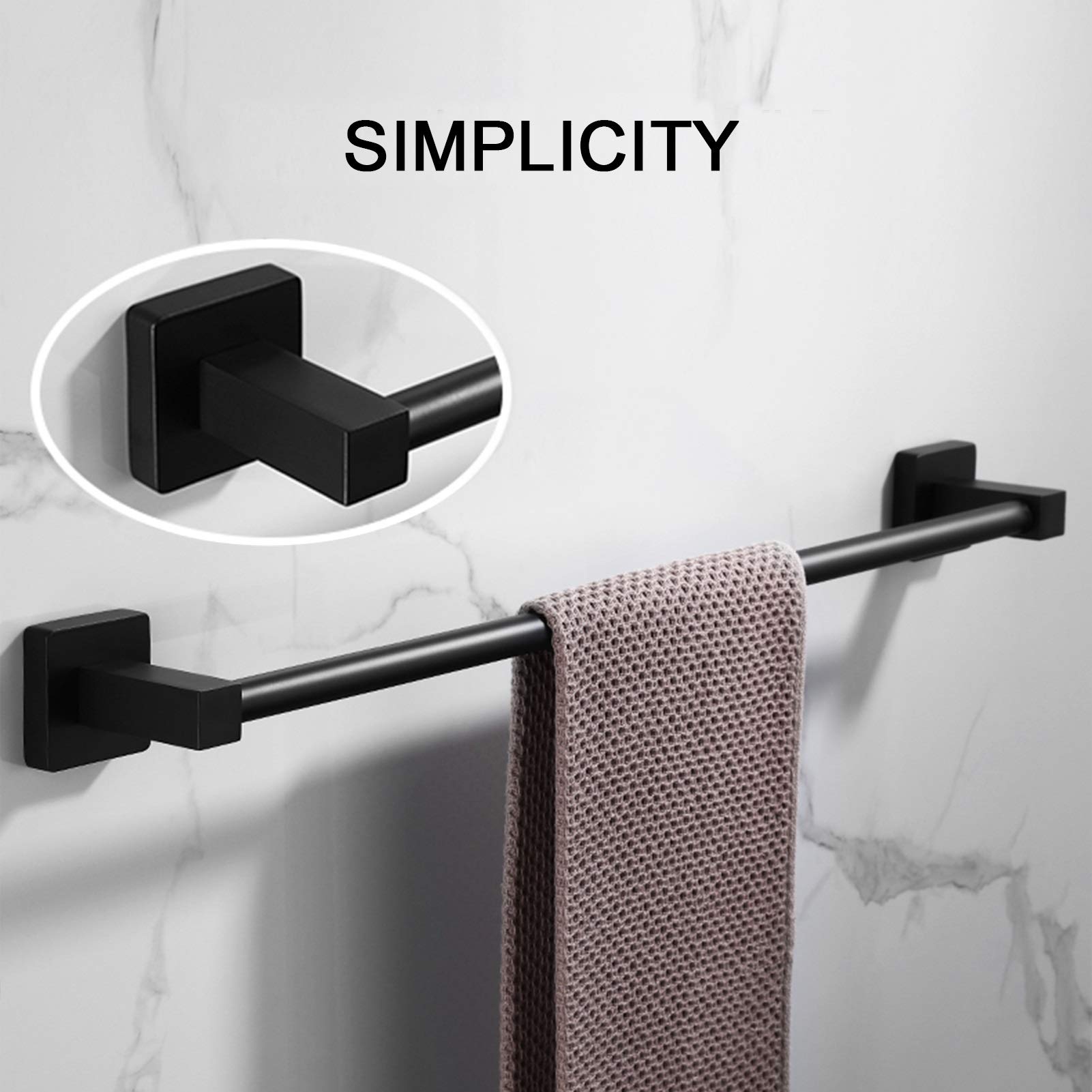 Montado en la Pared de la Barra de Toallas, 30cm / 40cm / 50cm / 60cm / 70cm / 80 cm Toalla de Toalla para Soporte de Rack para baño o Accesorio de Cocina, Negro (Size : 60cm)