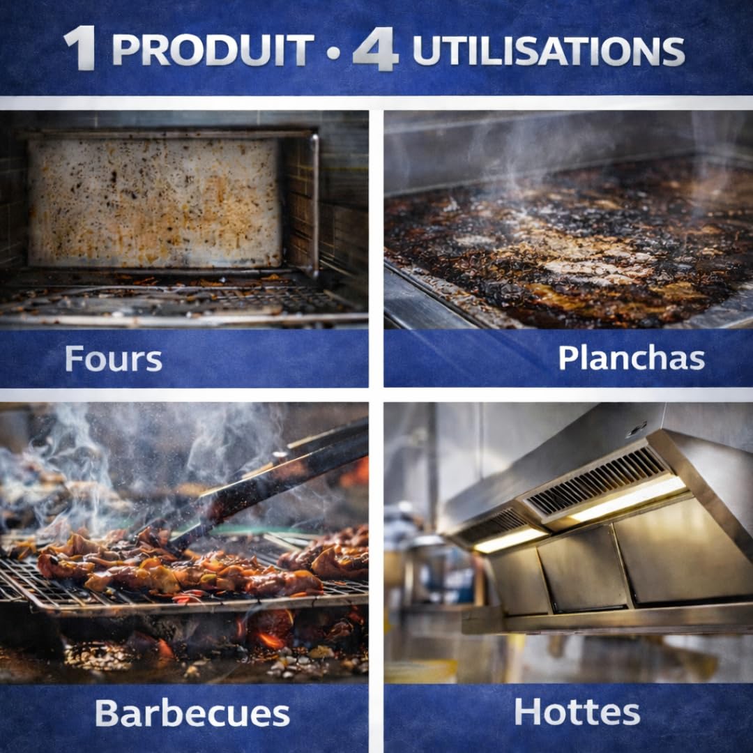 TECH N'FAST Dégraissant Plancha & BBQ Ultra Puissant 5L – Gel Nettoyant Professionnel pour Four, Hotte et Grill – Élimine Graisses Brûlées et Cuites – Fabriqué en France