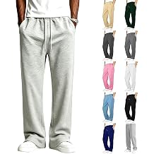 Mens Baggy Sweatpants Fleece Straight Leg Comfy Casual Elastic Waist Drawstring Athletic Workout Jogger with Pockets