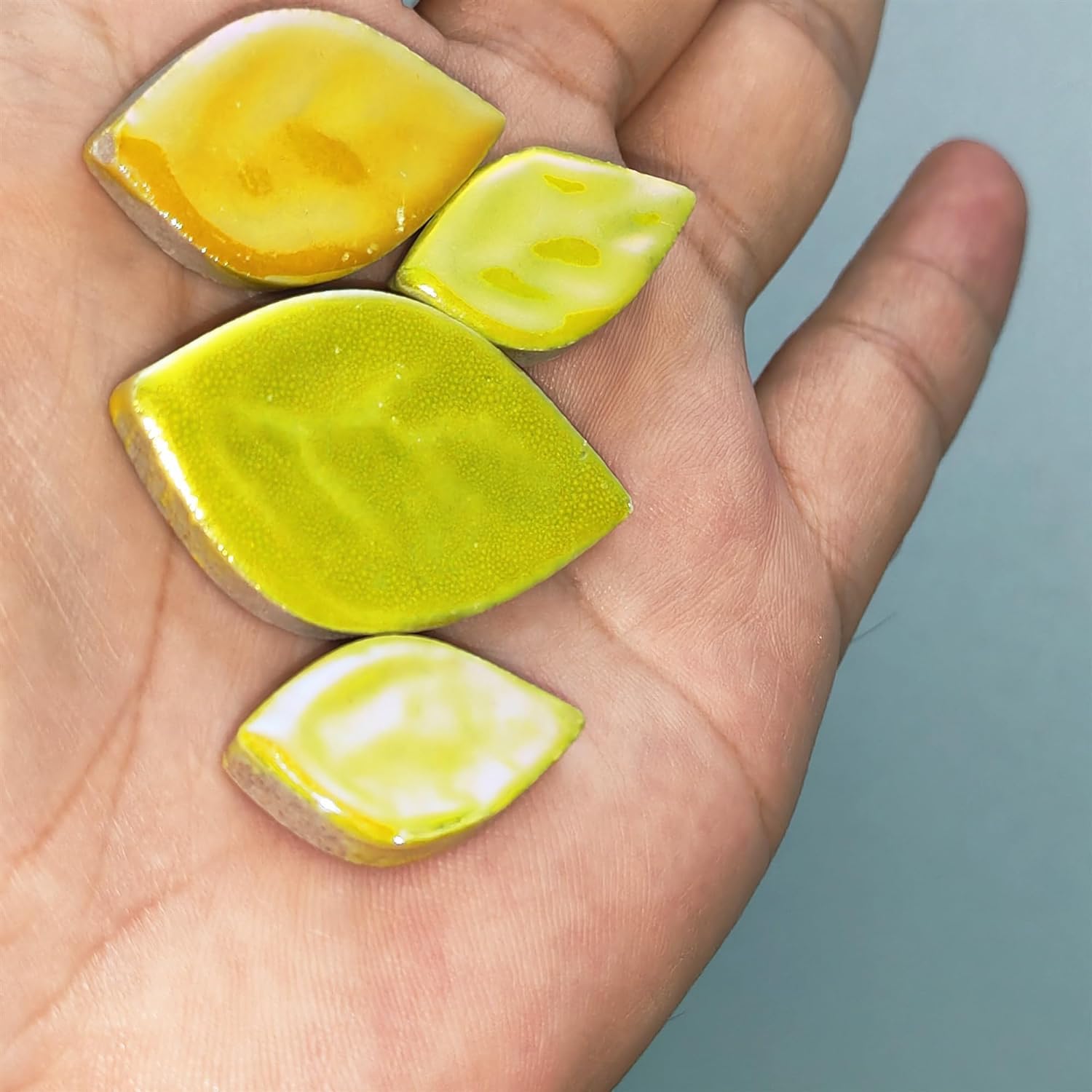 500g Random Iridescent Leaves Ceramics Mosaic Tiles,Making Creative 3 Size Ceramic Mosaic Pieces for DIY Craft,Flowerpots - Image 2