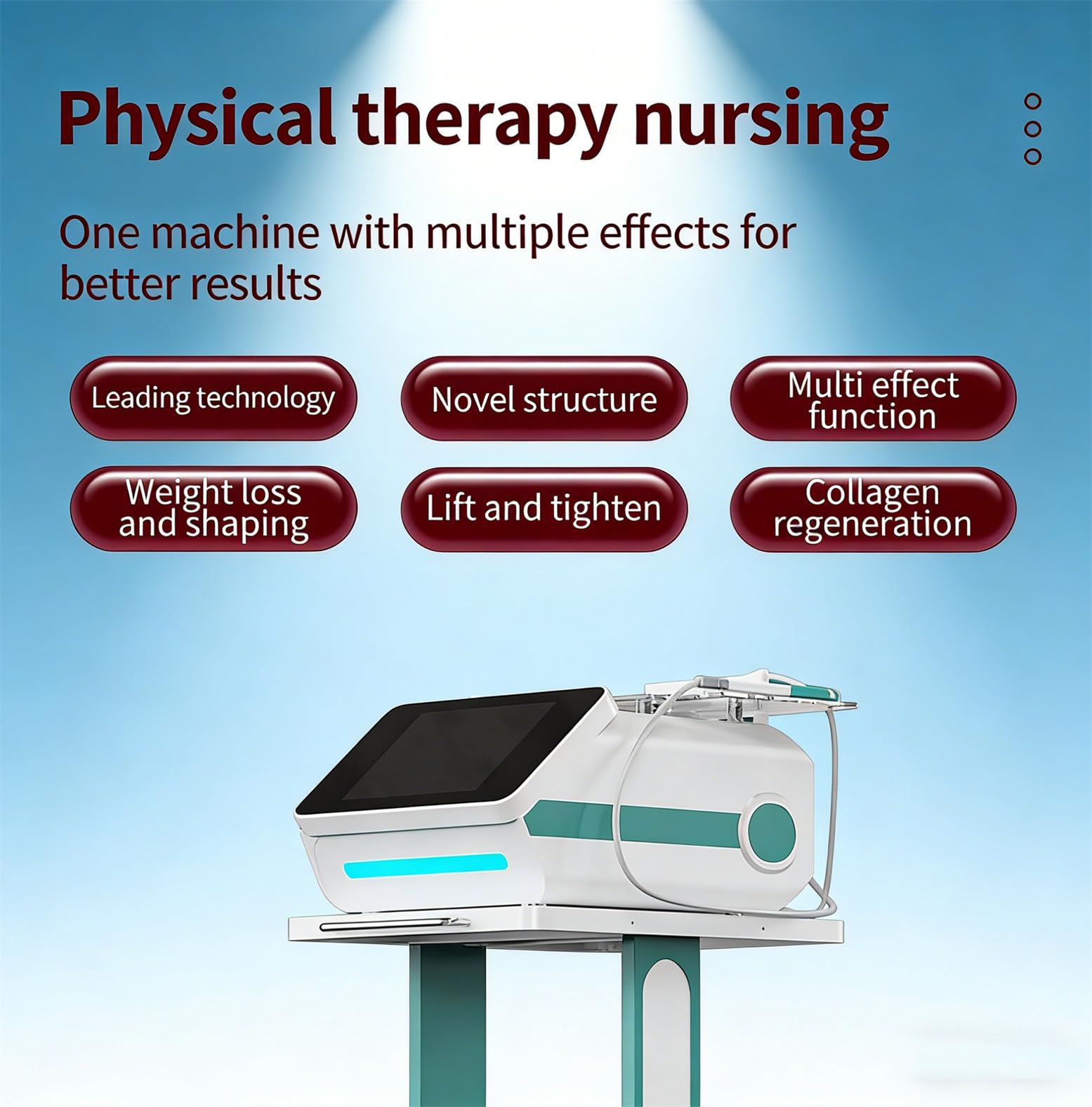 Apparecchio per Terapia Tecar a 448 kHz per Il Sollievo dal Dolore, Dispositivo di diatermia RET CET con Touchscreen HD da 8", Fisioterapia per Il Recupero Muscolare, 52x49x33cm