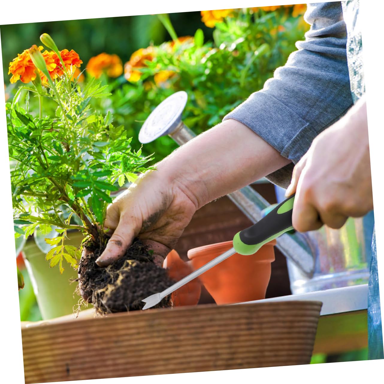 HOMSFOU 4pièces Outil De Désherbage Manuel Outil De Jardinage Ergonomique pour Retrait Mauvaises Et Entretien De Jardin pour Utilisation Domestique Et Agricole