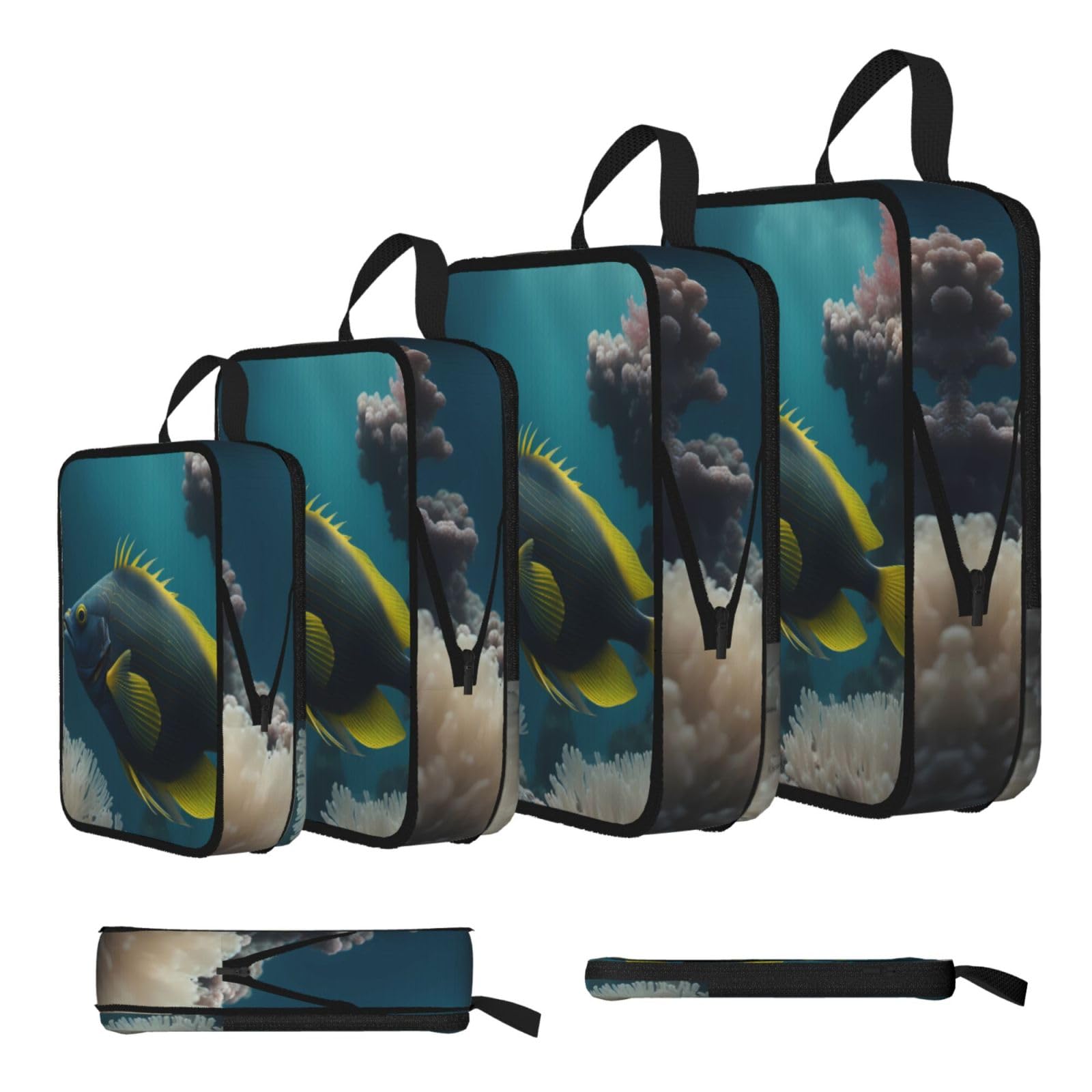 Sxzvvbn Black A Beautiful Fish Compression Packing Cubes 4 Piece Set