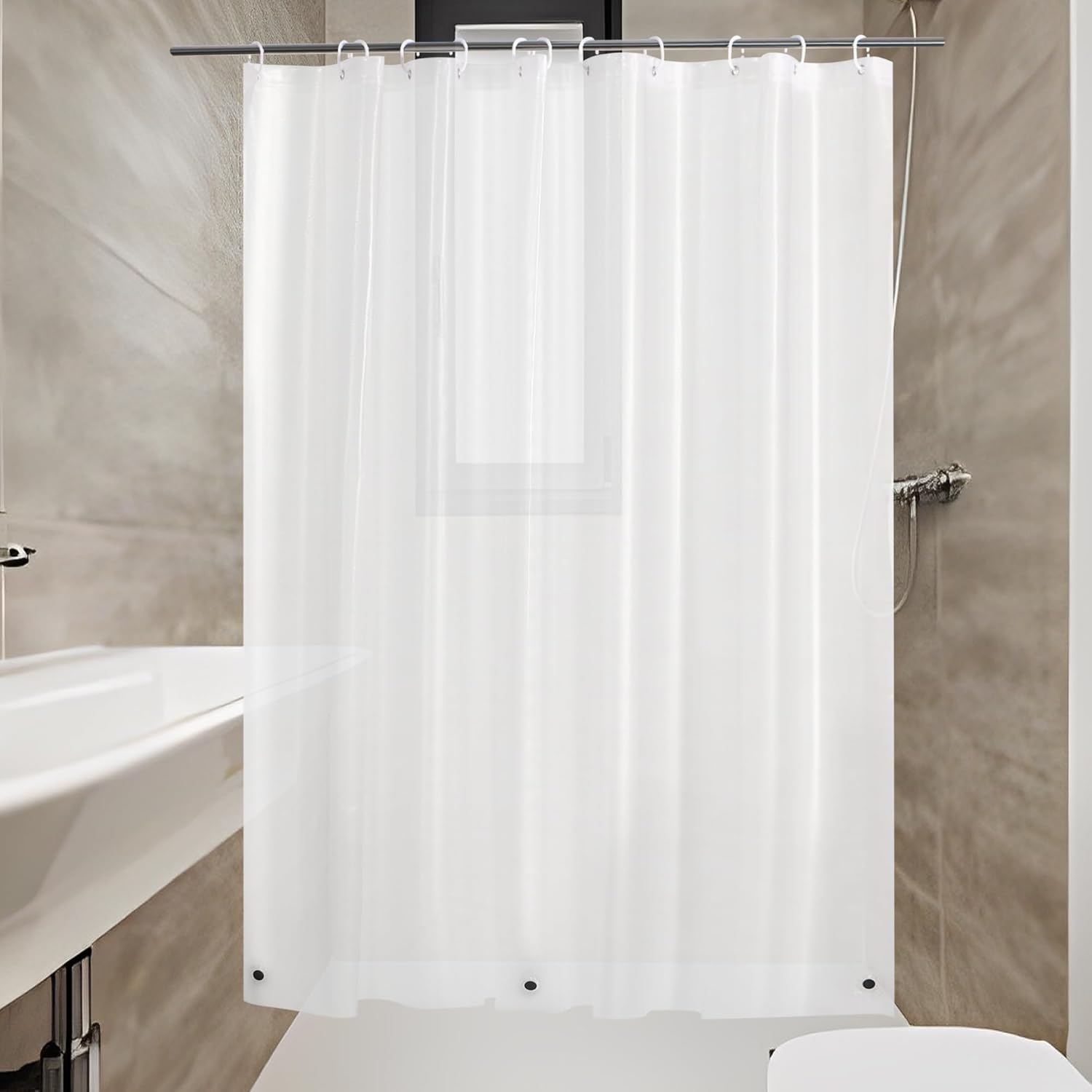 ABSENK Short Frosted Shower Curtain Liner 60 Inch Length