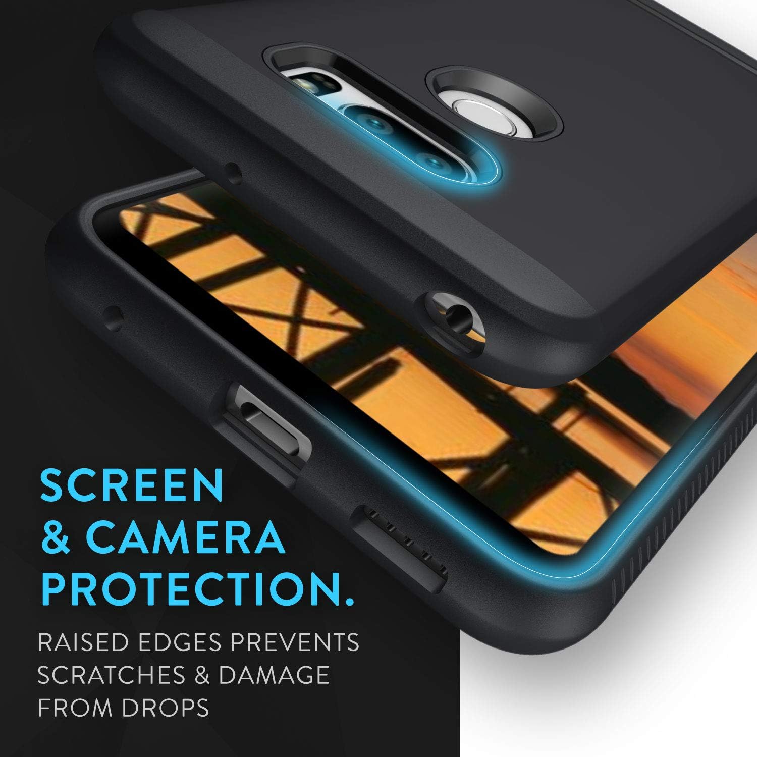 TUDIA DualShield Designed for LG V35 ThinQ Case, [Merge] Heavy Duty Dual Layer Slim Hard Case for LG V35 ThinQ (Matte Black)