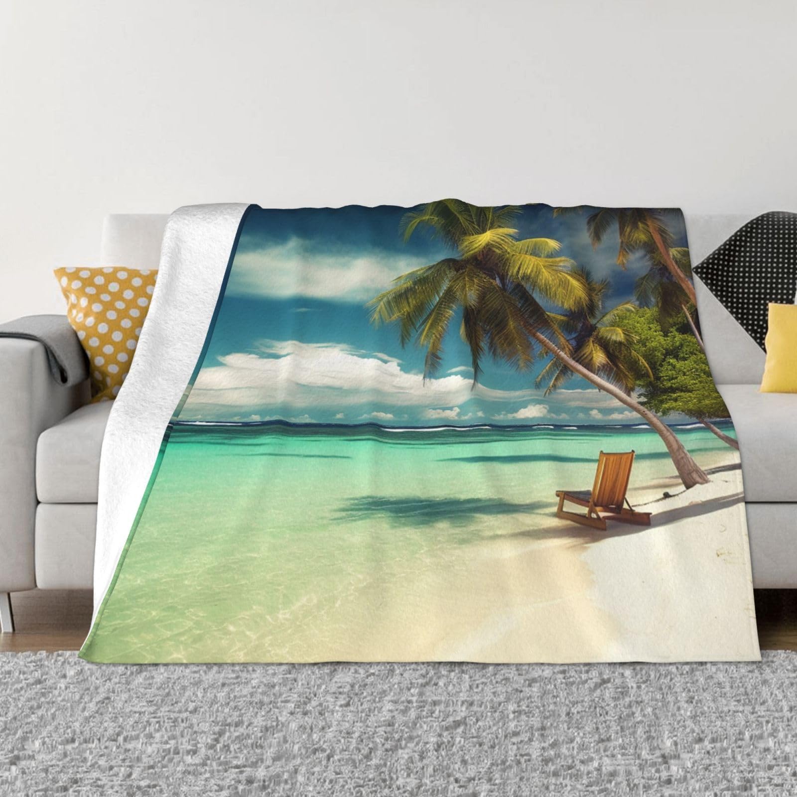 Couverture polaire en flanelle 152x127 cm pour canapé et lit