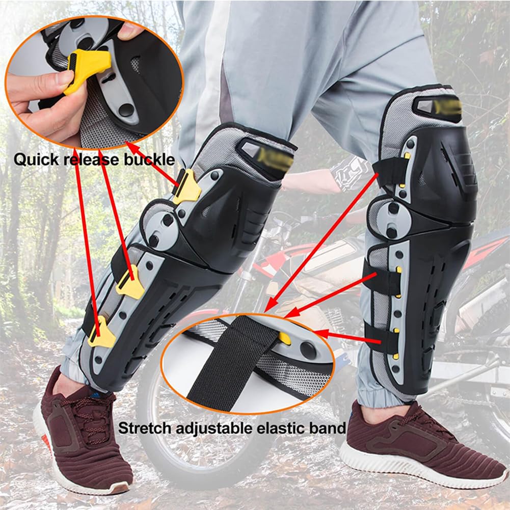 Ginocchiere Motociclistiche, Protezioni per Ginocchio MTB a Riflessione Notturna Resistenti al Vento e agli Urti in Tutte Le Stagioni Ginocchiera per Snowboard, Motocross