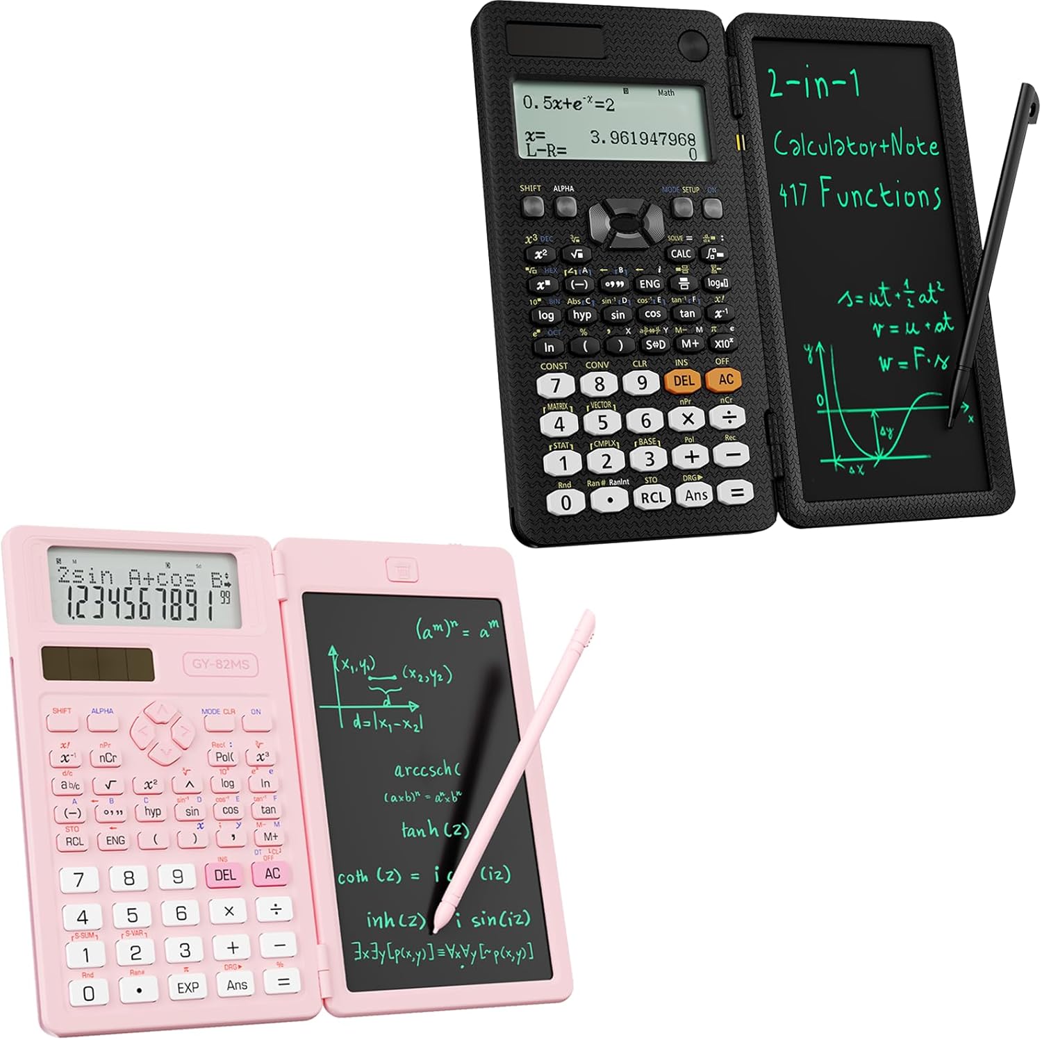 991ES and Pink 82MS Scientific Calculator for School with Notepad