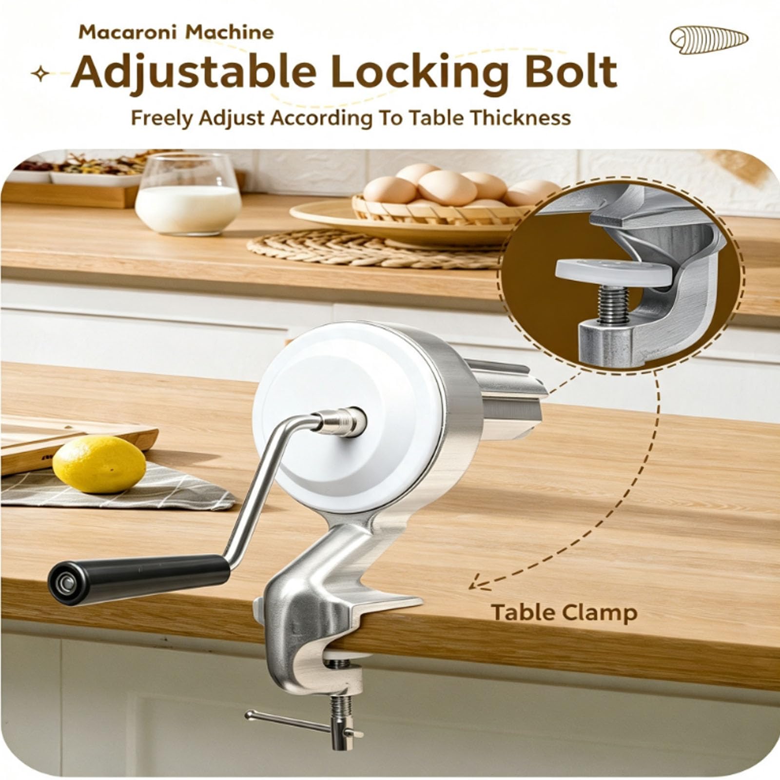 Máquina Manual Para Hacer Pasta, Prensa Para Macarrones Con Manivela Y Mango Desmontable, Abrazadera De Mesa Ajustable, Moldes Dobles Para Pasta Casera, Macarrones Y Fideos