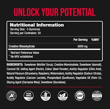 Creatine Monohydrate Gummies 5000mg | Lab Tested Sugar Free Creatine Gummies for Men & Women | Chewable Creatine Gummy Supplement for Muscle Recovery, Performance & Strength | 150 Count