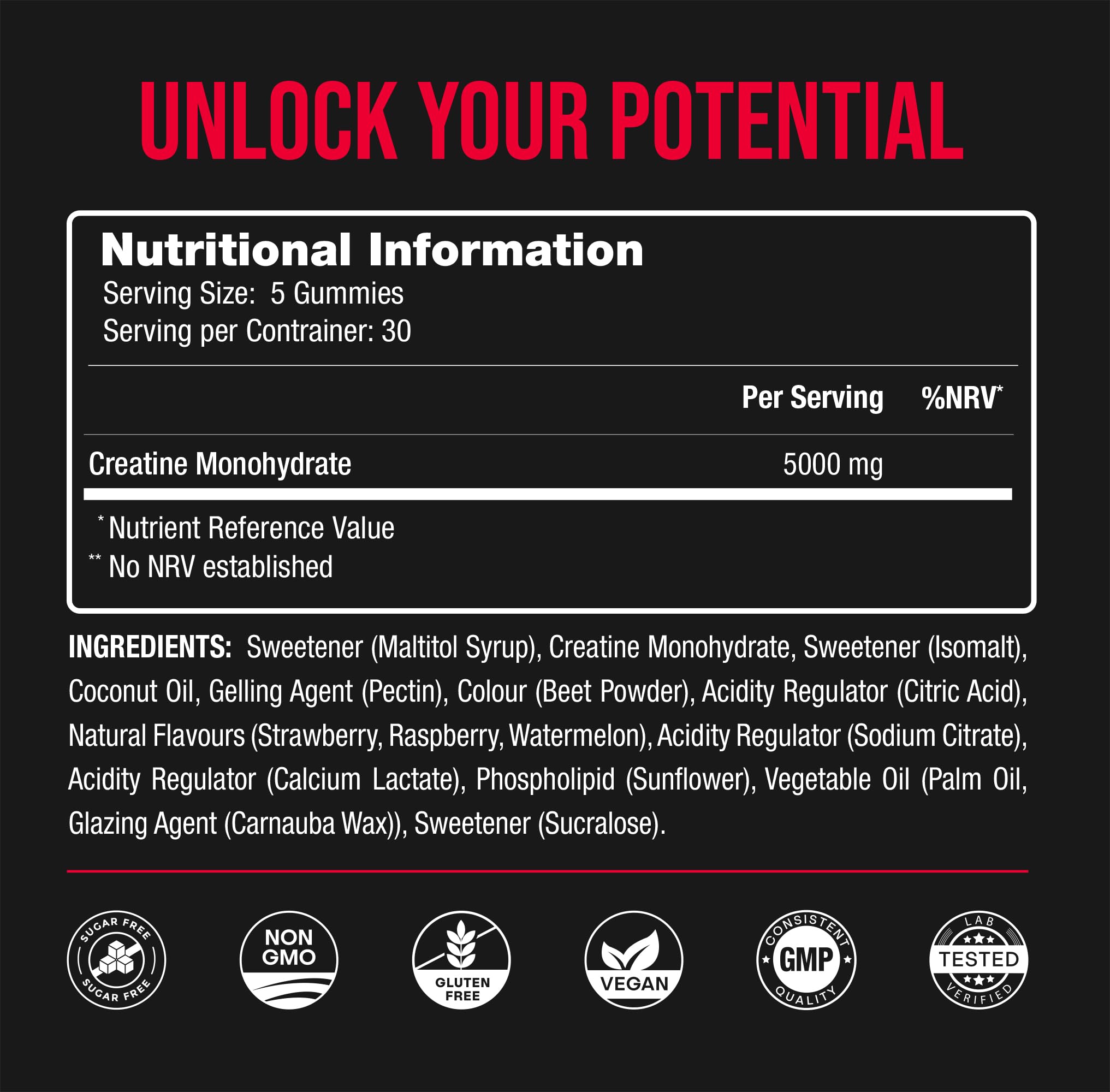 NutraChamps 150 Creatine Gummies for Men & Women - 5g Sugar Free Chewable Creatine Monohydrate Gummies - Supports Protein Synthesis, Muscle Recovery & Workout Performance — Amazon image 6