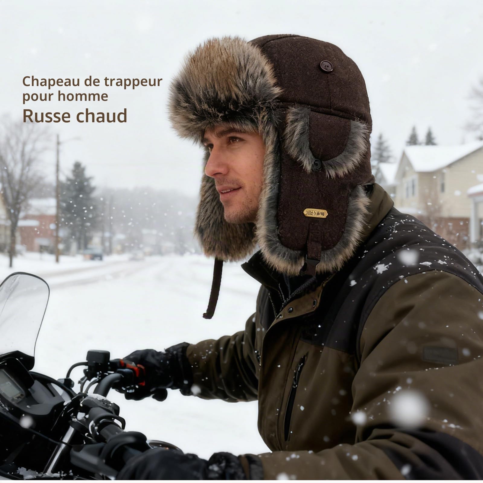 HEYANN Chapeau de Trappeur d'hiver en Fausse Fourrure, Chapeau de Pilote d'aviateur Russe Ushanka Chaud pour Homme et Femme avec Cache-Oreilles Coupe-Vent pour l'extérieur