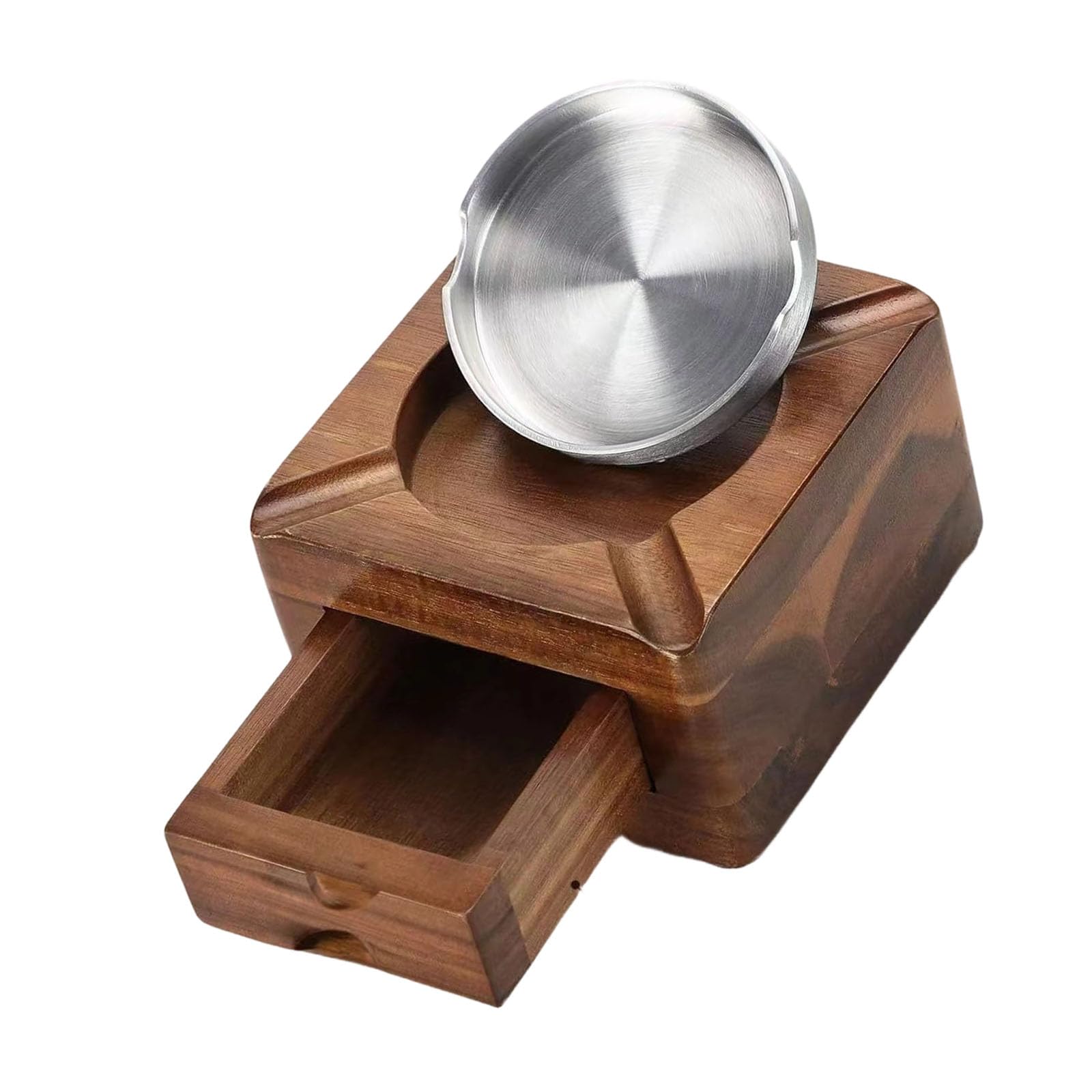 Buxuaaaa Handcrafted Wooden Clinker Tray for Relaxation with Multiple Resting Slots and Spacious Hidden Area Elegant Wooden Ashtray
