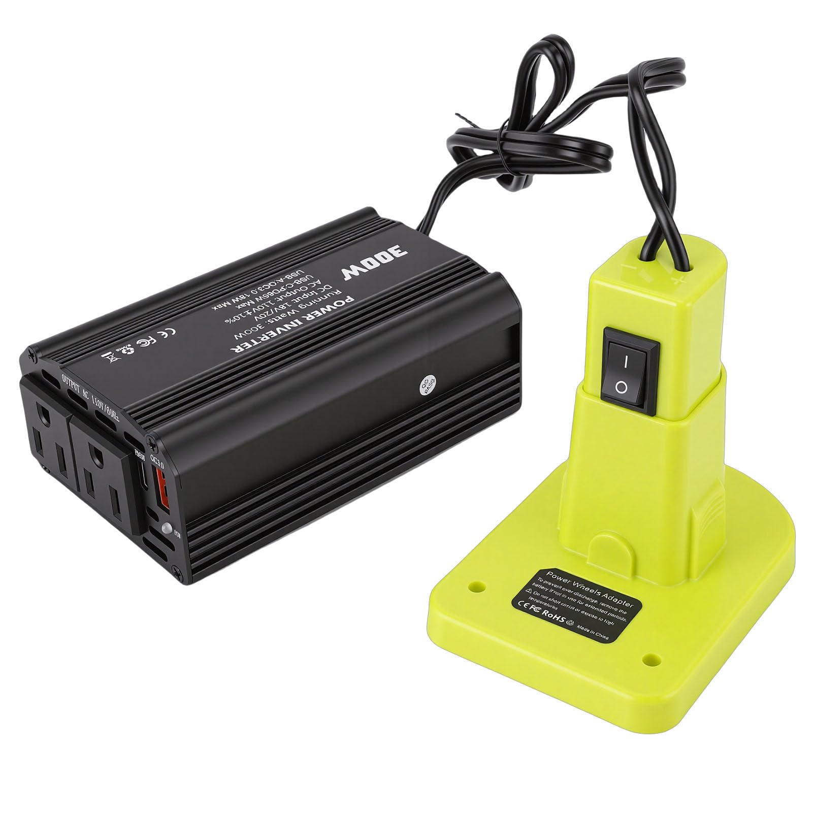 Generic Kompaktowy Inwerter Mocy 300 W do Akumulatora P102 P103 P104 z 2 Gniazdami Prądu Przemiennego PD65W Typu C i Portem USB A 18 W - Lekka i Przenośna Konstrukcja