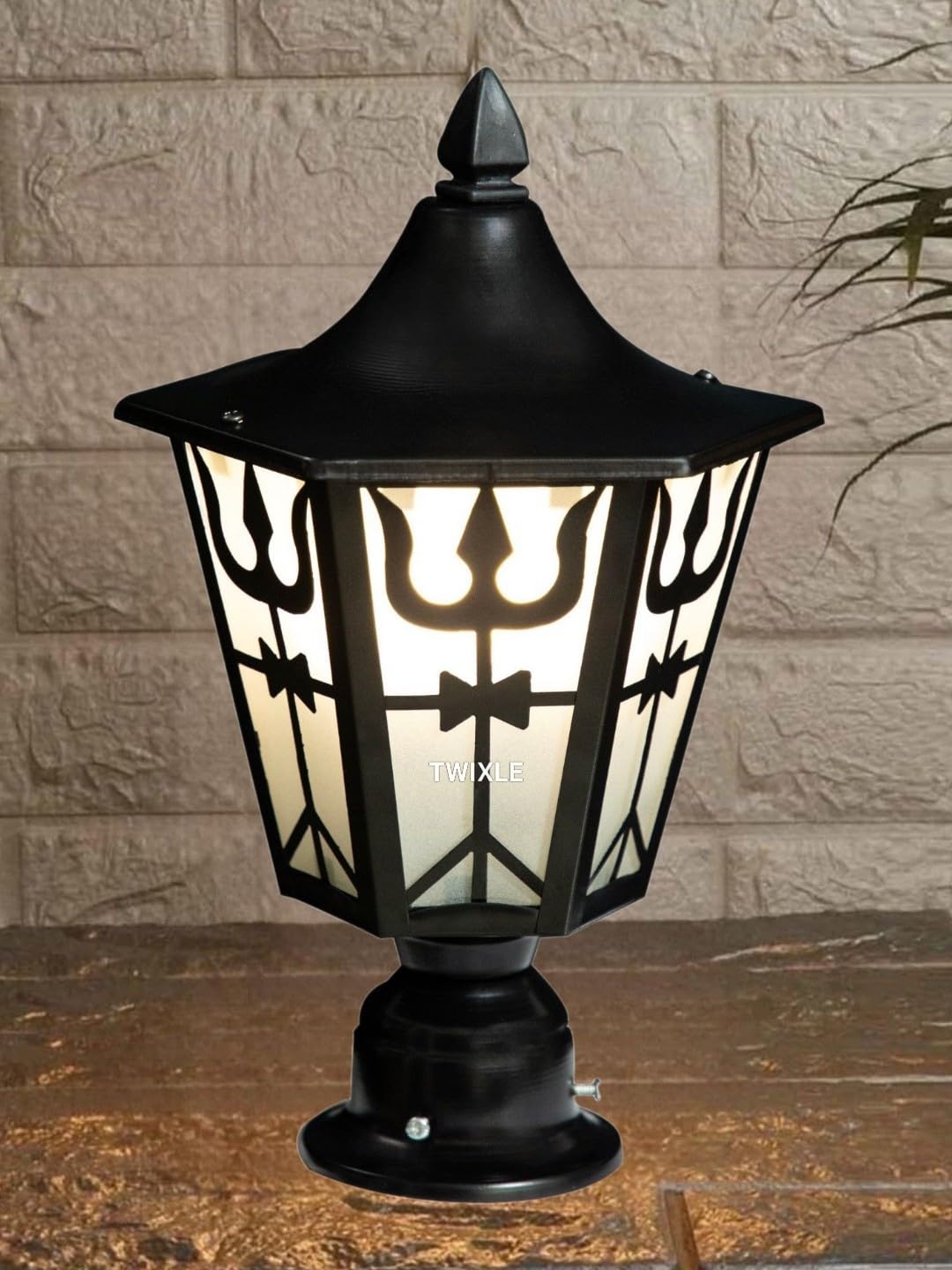 Black Metalic Outdoor Gate Light Energy Efficient Decorative Exterior Fixture for Garden Pillars, Entry Gates, Porch, Patios, Driveway and Fence Posts (TRISHOOL) (Without Bulb, 1, Pack)-image-22