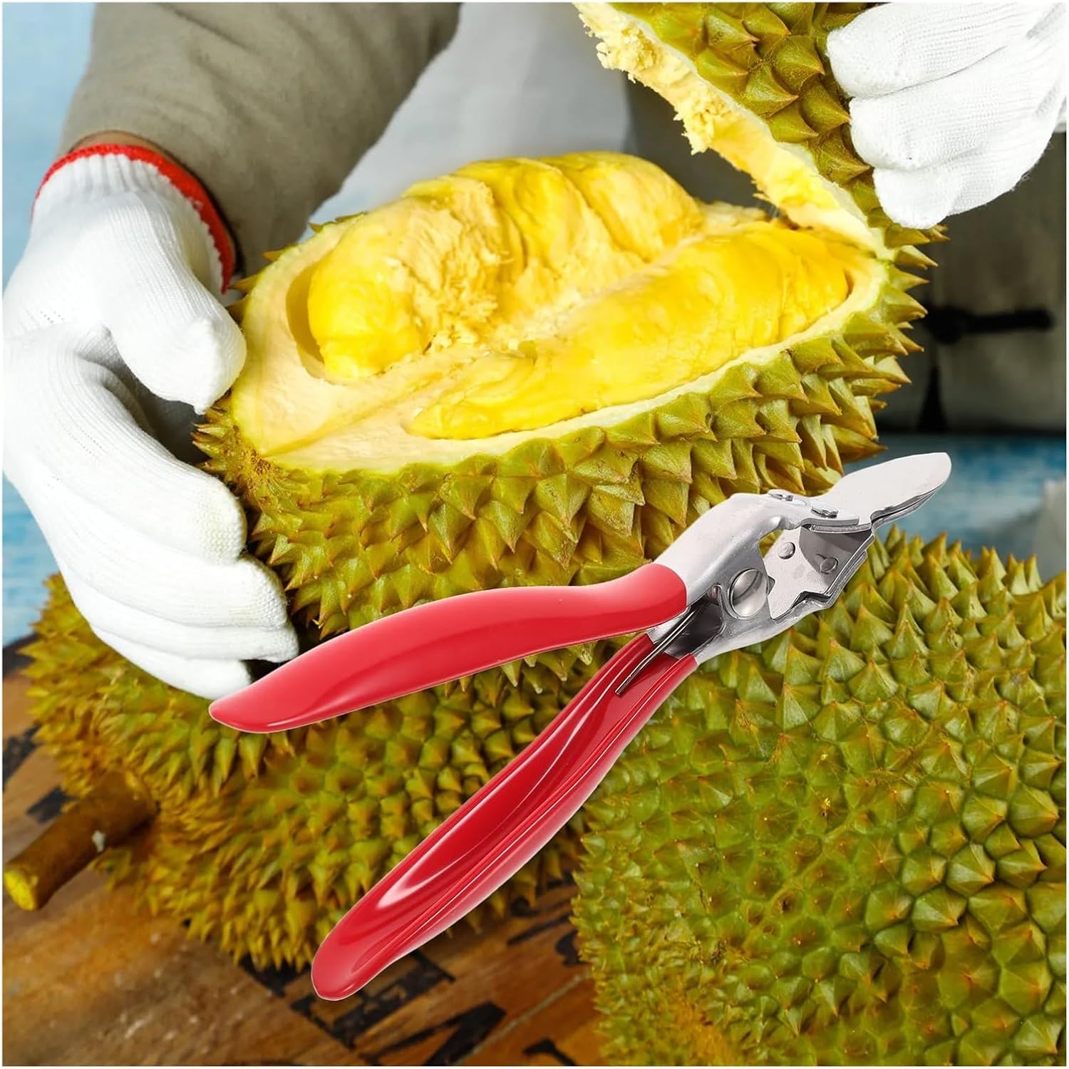 Multi-Functional Stainless Steel Durian Opener Clip Household Fruit Opening Tool Lightweight PP Material