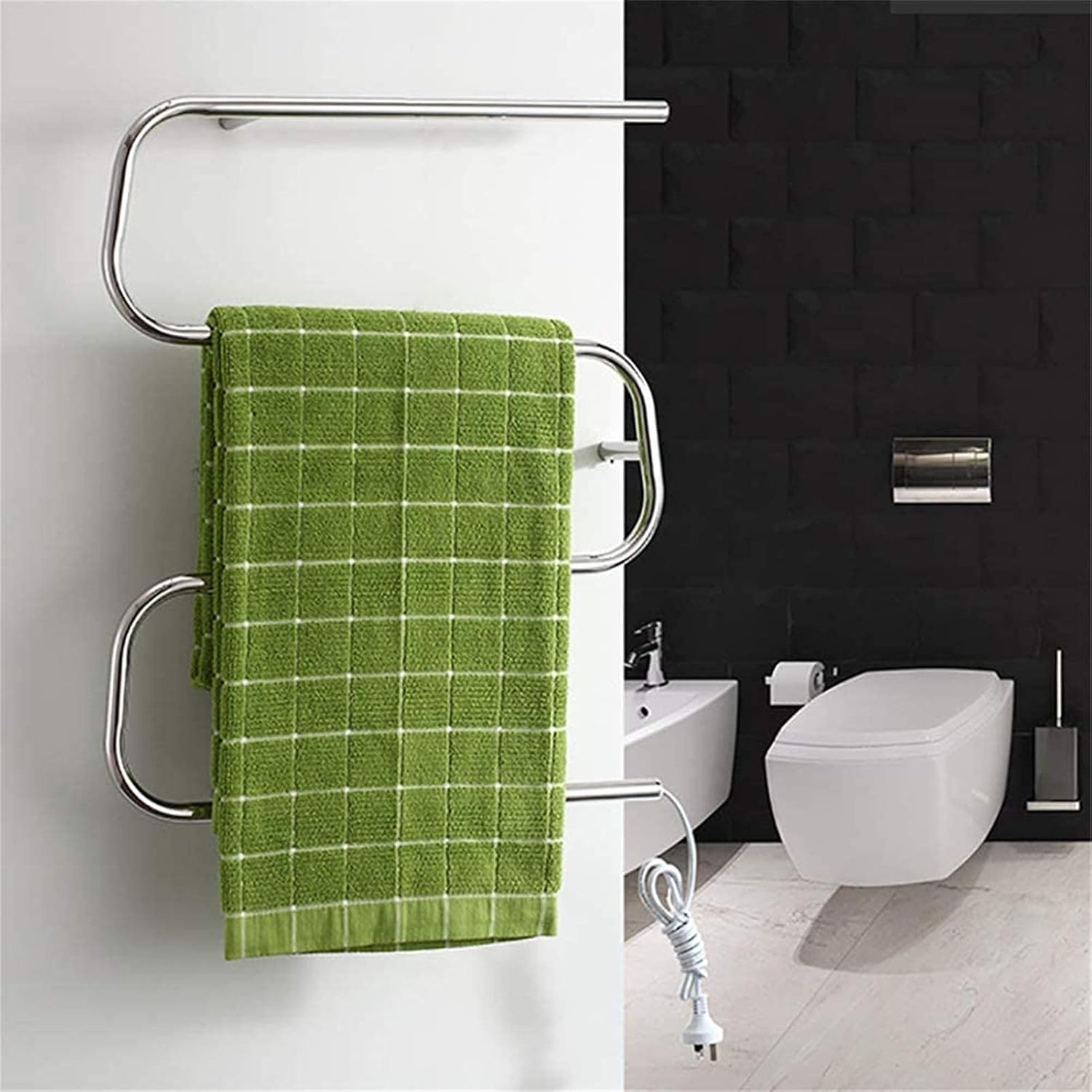 Heated Towel Rail Rails Towel Warmer,Hot Towel Warmer, Stainless Steel Electric Heated Towel Rack, Wall-Mounted Square Towel Drying Rack 17.7 23.6 4.3 Inch, 35W for Bathroom,ha (Ha