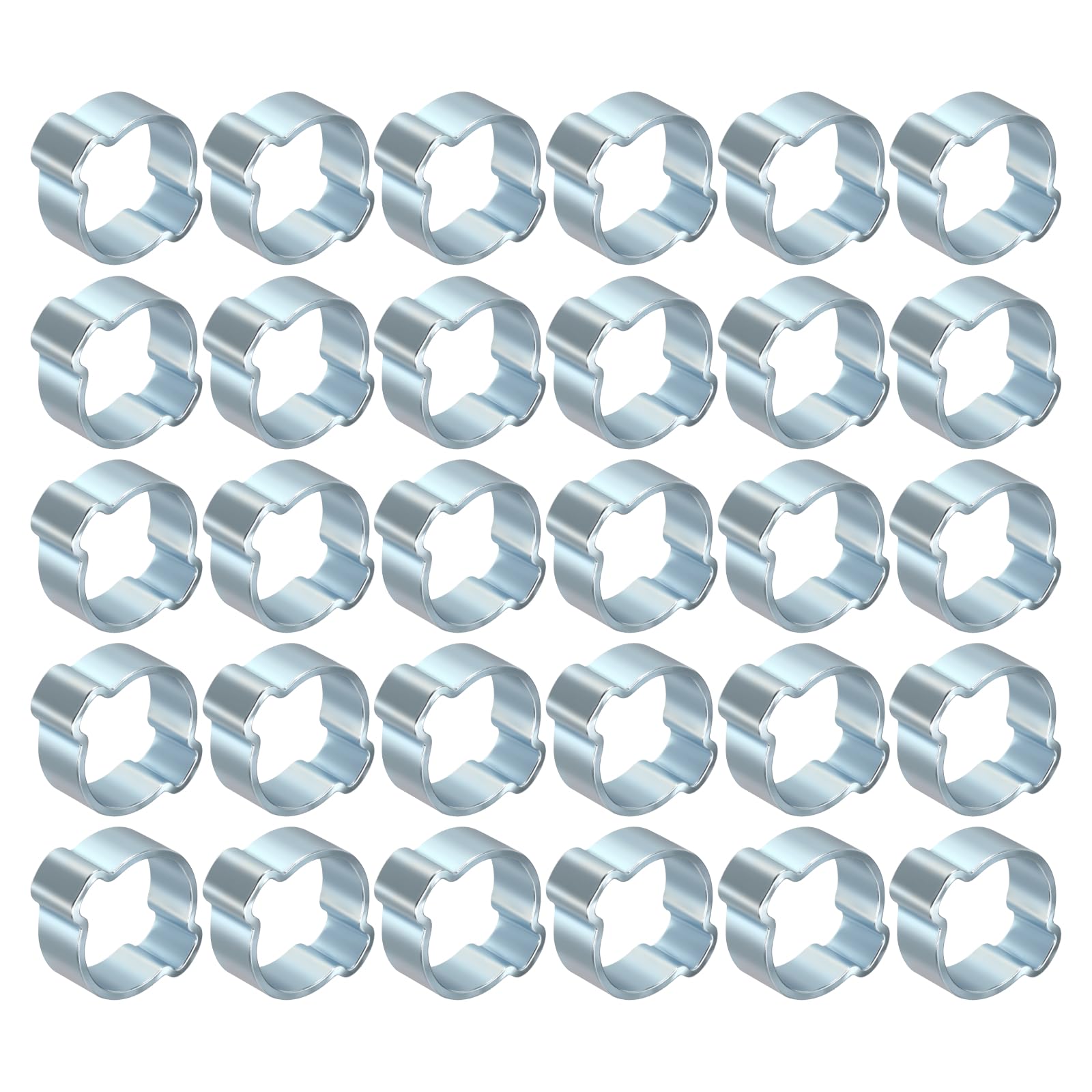 Kozelo 30Pcs Galvanized Steel Adjustable 16.2-20mm Double Ear Hose Clamps