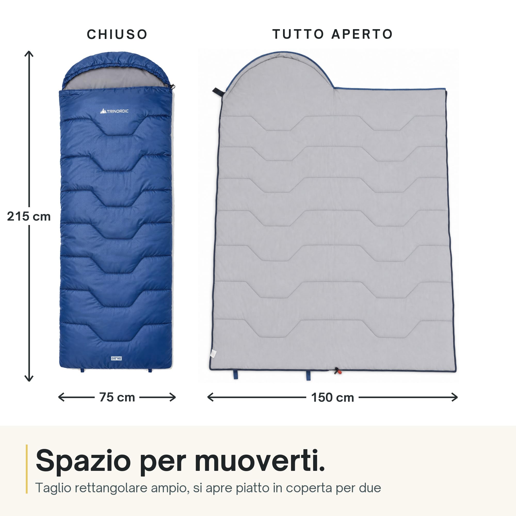 Trinordic Sacco a Pelo Rettangolare – 3 Stagioni, per Adulti