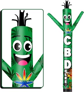 10FT Tall CBD Here Inflatable Tube Man (12''Diameter) Wacky Wavy Dancing Guy for Outdoor Decoration Advertising Business Promotion (Blower Not Included)