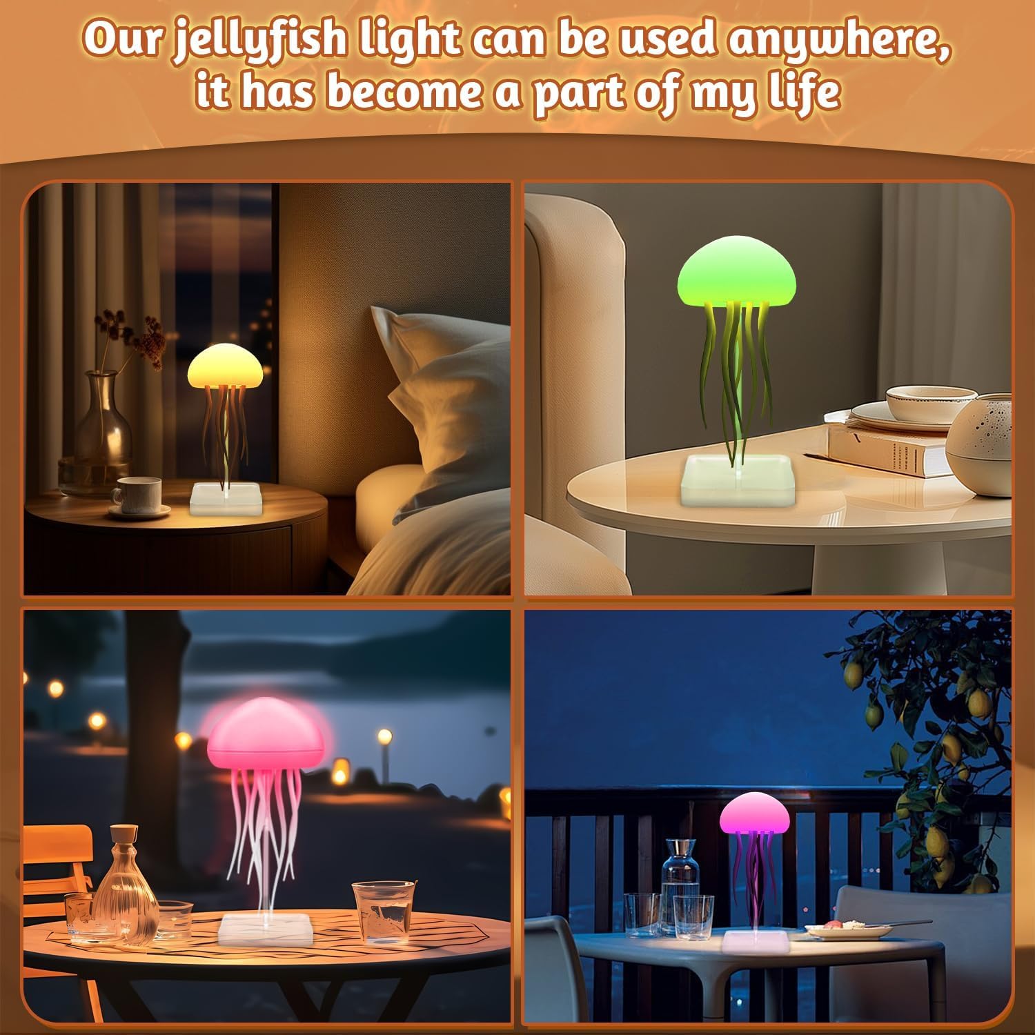 LED Jellyfish Lamp RGB Gradient Jelly Fish Light with Dancing Legs