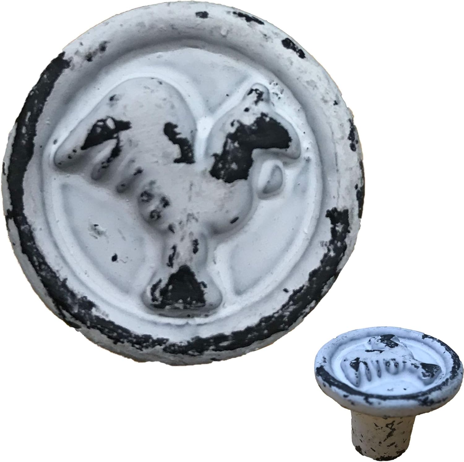 1.5"- Rooster - BB-390 - Cabinet Knob Handle - for Gate, Drawer, Cabinet - White-Black Finish for Interior & Exterior Designing - BB-390 (10)