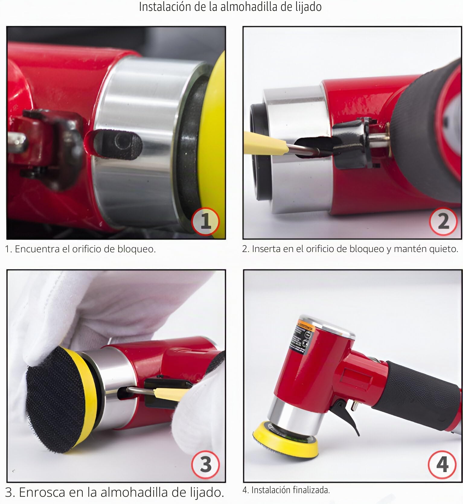 Nuevo afilador/pulidor angular de presión de aire de lijadora orbital de alto rendimiento Mini Rectángulo de lijado recto rojo largo de 50 mm y 75 mm (Rojo)