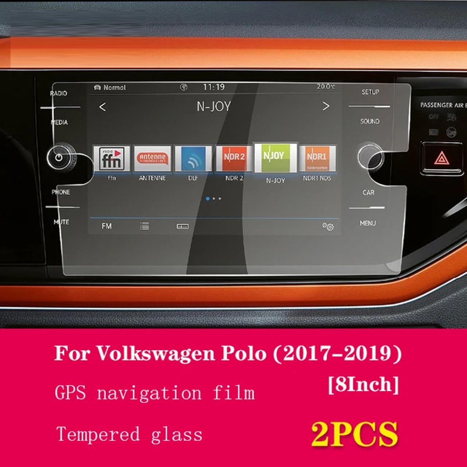 Pellicola Protettiva in Vetro temperato per Console Centrale per Auto, Pellicola Protettiva per VW Polo 2017-2019