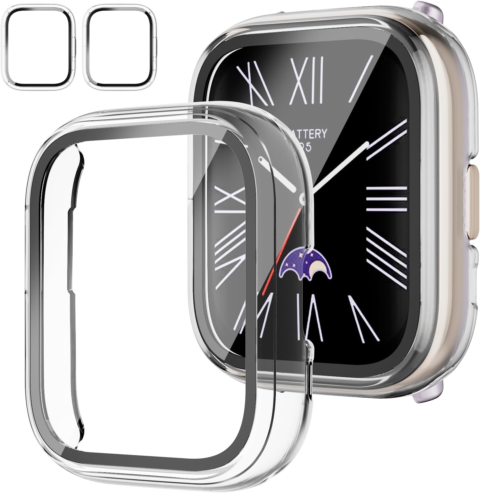 Rc-Z 2-Pack for Amazfit Active Smartwatch Screen Protector Case, Hard PC Bumper Built-in Tempered Glass Film Face Cover Replacement Accessories for Active Smart Watch