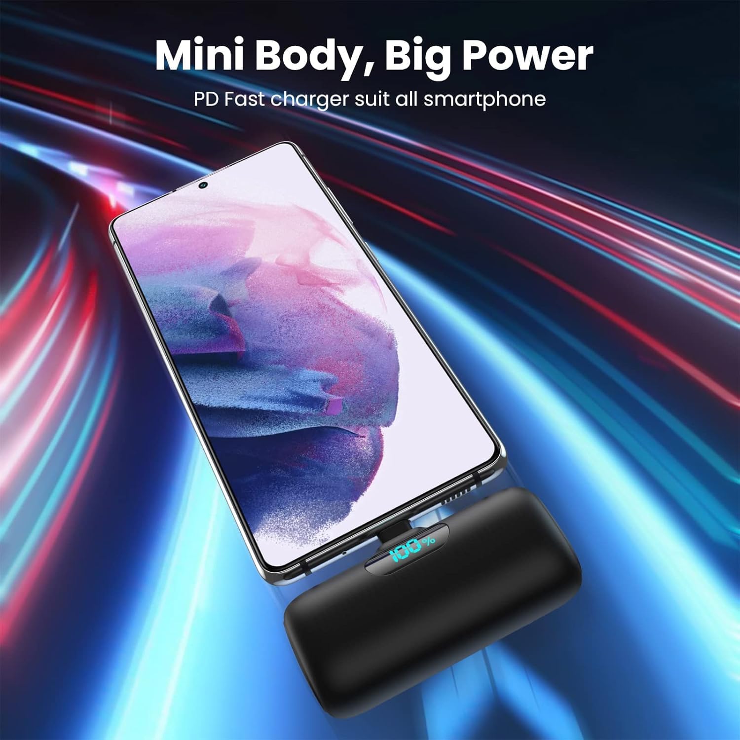 Mini Power Bank USB C 5000mAh, 15W PD Ricarica Rapida Powerbank Ultra Compatto Caricabatterie Portatile Batteria Esterna con LED Display per iPhone 17/16/15, Samsung, Huawei ecc (2 pièces)