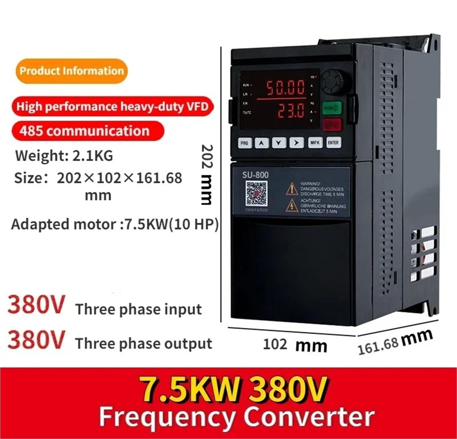 Inverter di frequenza SU800 VFD monofase/trifase 220V 380V 0.75KW/1.5KW/2.2KW/4KW/5.5KW/7.5KW universale VFD