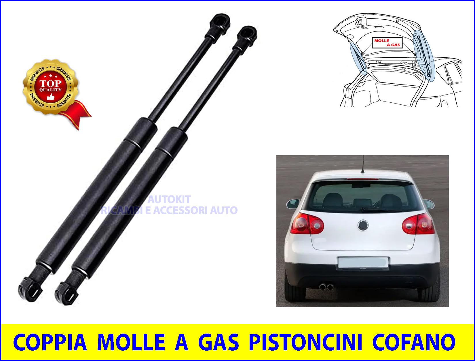2 Pistoncini Ammortizzatori Cofano Bagagliaio Posteriore Portellone Baule Molle a Gas Specifiche per GOLF V 5 prodotte dal 11/2003 al 10/2008 - MG239/8