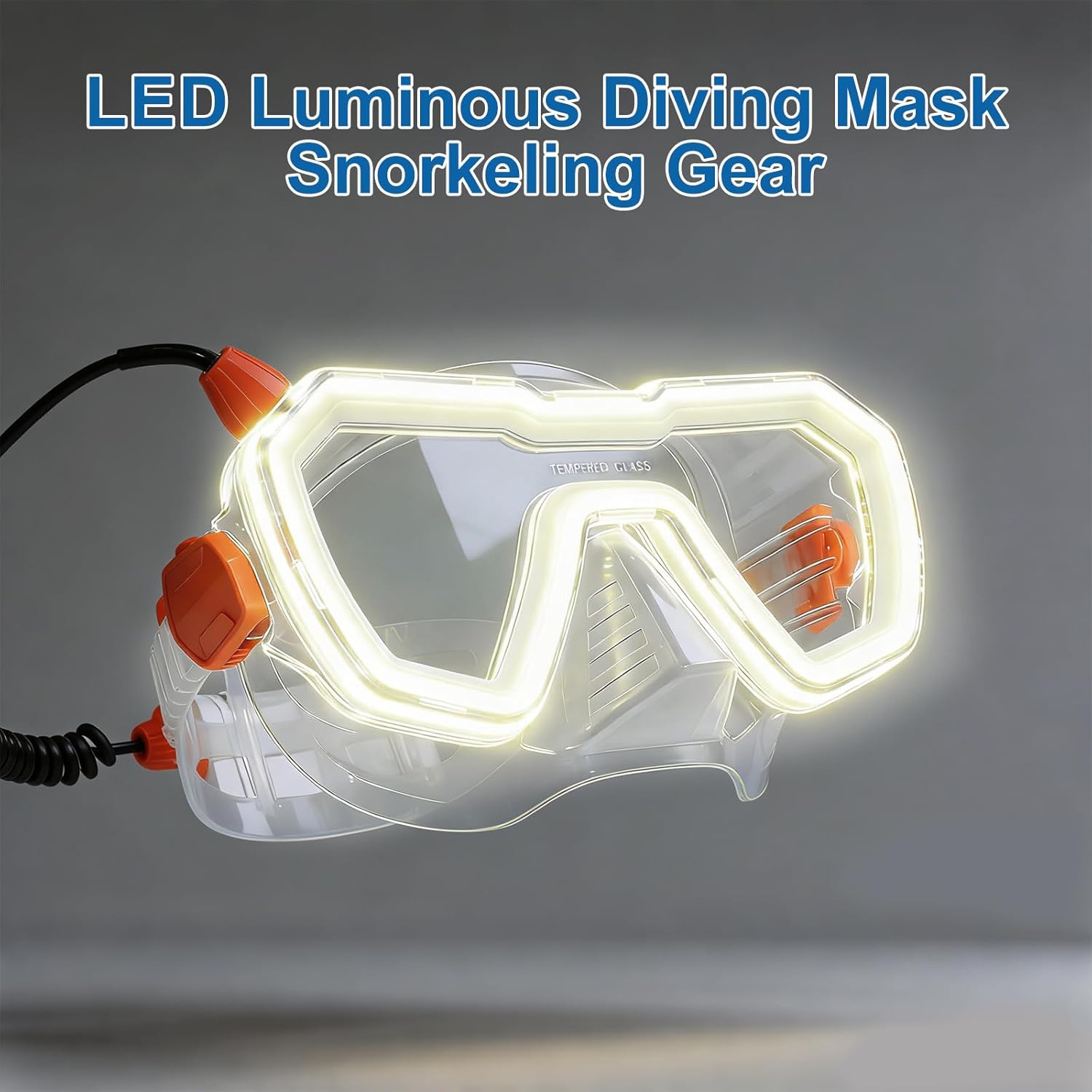 Diving mask Panoramic Wide View Anti-Fog Scuba Diving LED Mask Rechargeable Snorkeling Gear