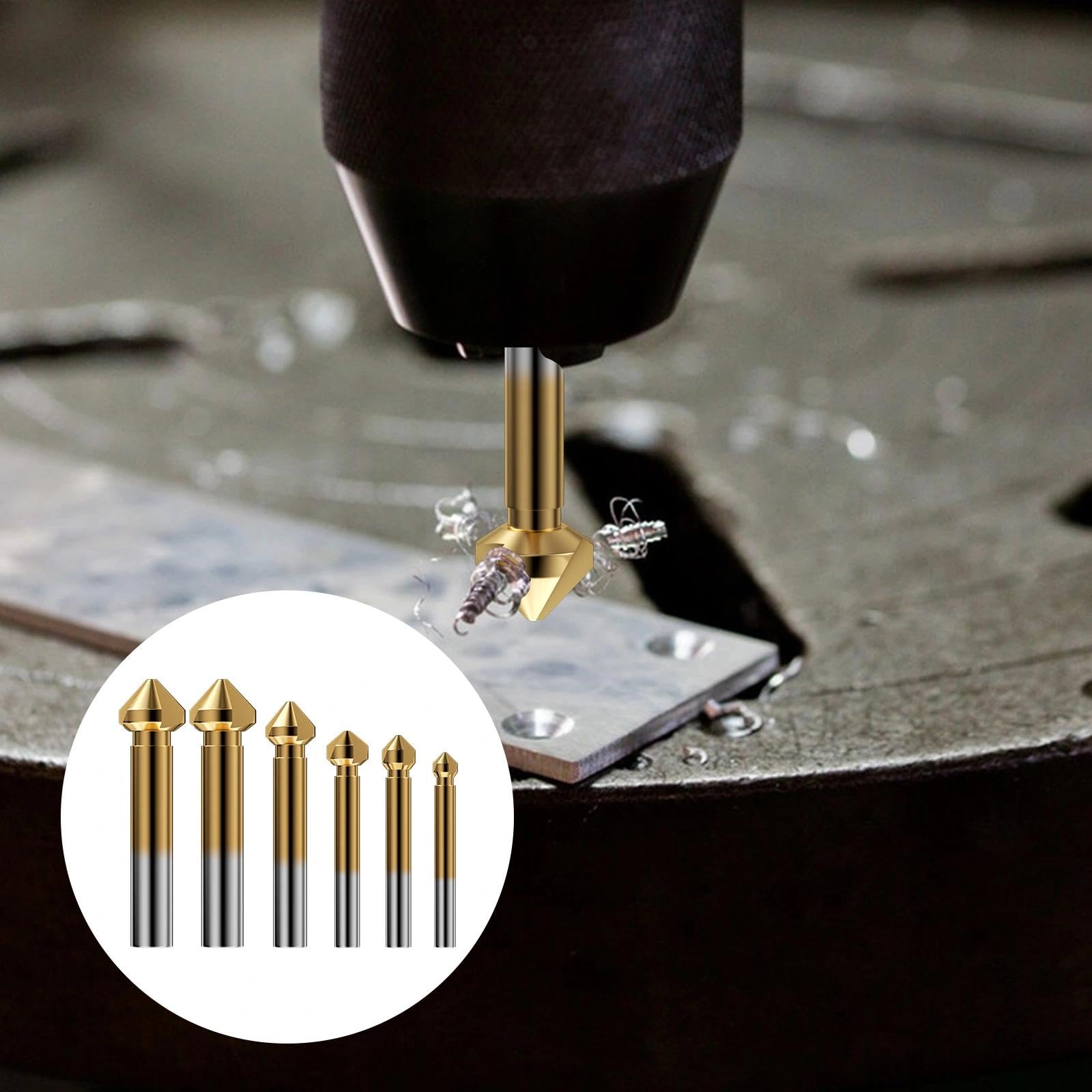 7 Pezzi Svasatori Conici, Svasatore Conico in HSS, Punta da Trapano per Metallo Legno per Acciaio Inox, Rame, Alluminio(6.3mm-20.5mm)