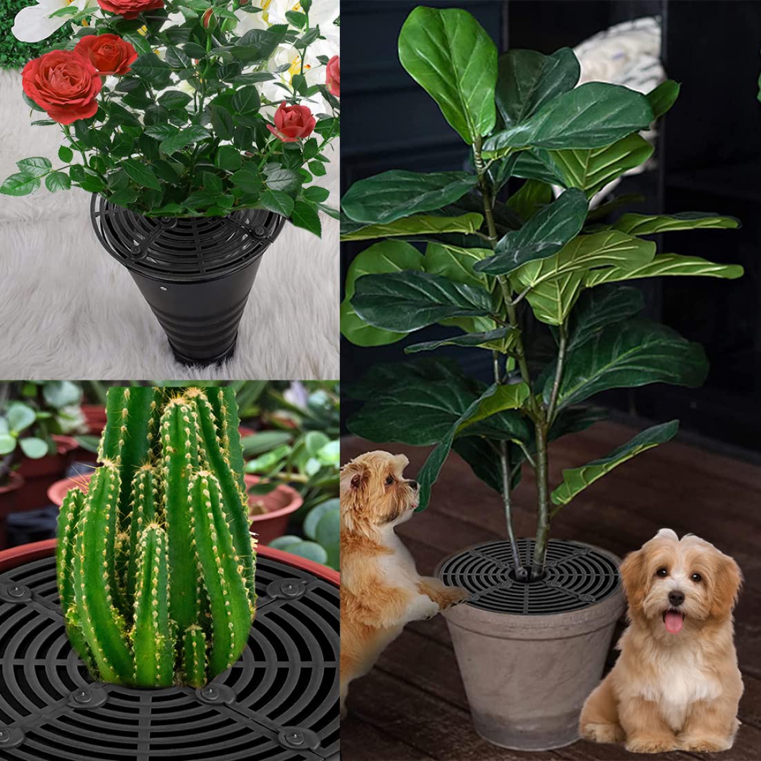 KUYYFDS Cat Digging Stopper Plant Pot Grid Flower Pot Soil Cover Protector with 12 Bolts 52cm