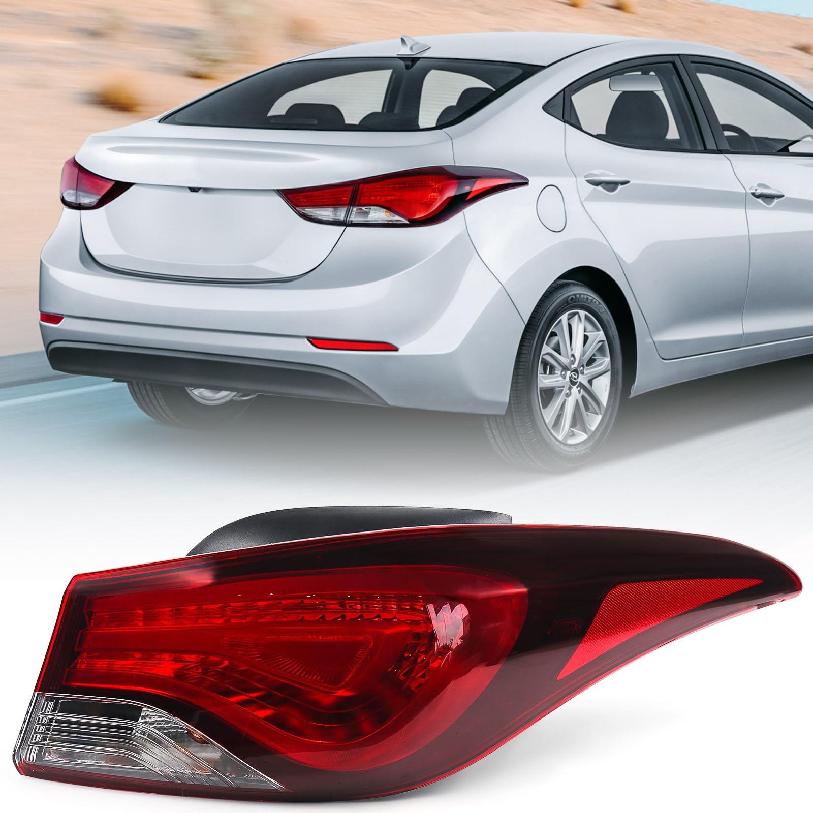 Huray Tail Light Assembly for Hyundai Elantra 2014-2016 Tail Lamp Replacement HY2804131 Passenger Side (Right)