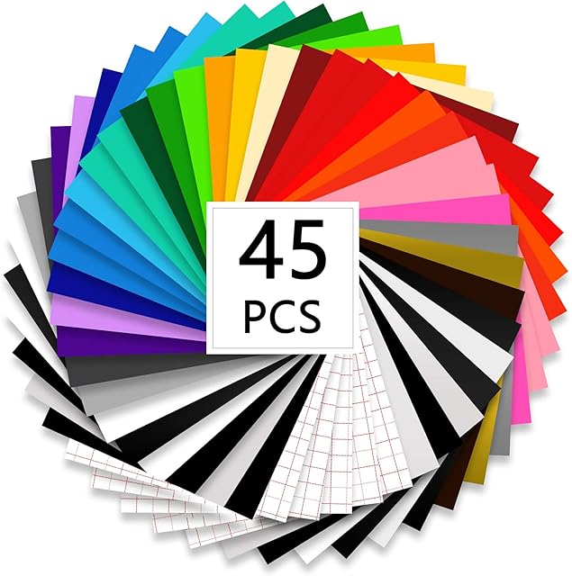 Zwanzer Permanent Vinyl Self Adhesive Vinyl Sheets 12 "x 12" - 40 Permanent Vinyl Sheets with 5 Transfer Tape and Scraper, 28 Assorted Colours Vinyl Sheet for DIY Craft Sticker, Window Graphics Decor